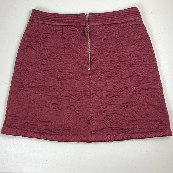 Maeve X Anthropologie Beatrice Burgundy Floral Quilted Mini Skirt, Sz. 10 - Picture 11 of 15